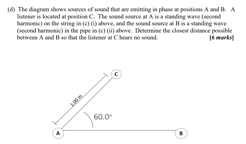D The Diagram Shows Sources Of Sound That Are Emitting In Phase At Positions A And B A Listener Is Located At Positio 1