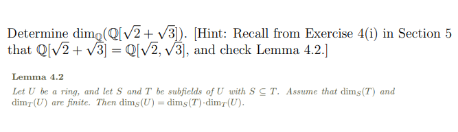 Determine Dimo Q 2 3 Hint Recall From Exercise 4 I In Section 5 That Q 2 3 Q 2 3 And Check Lemma 4 2 1