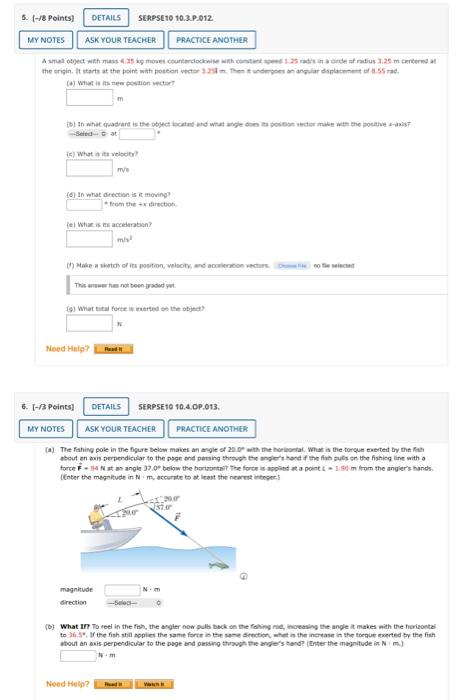 5 8 Points Details Serpse10 10 3 P 012 My Notes Ask Your Teacher Practice Another Amat Object With Mass 4 35 Kg Mo 12