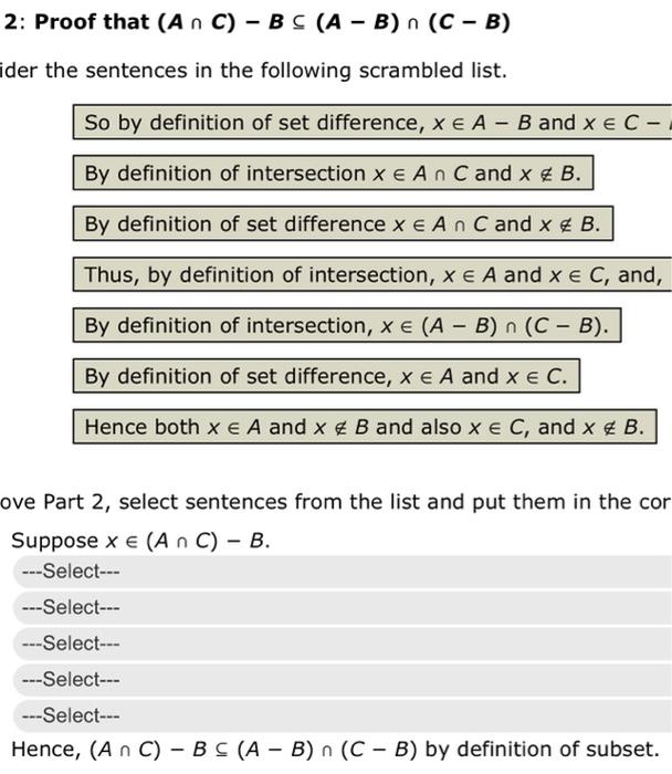 2 Proof That An C Bc Ab N C B Ider The Sentences In The Following Scrambled List So By Definition Of Set Diffe 1