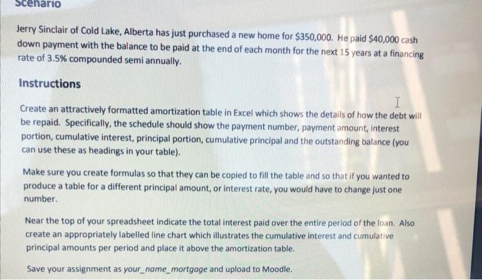 Scenario Jerry Sinclair Of Cold Lake Alberta Has Just Purchased A New Home For 350 000 He Paid 40 000 Cash Down Paym 1