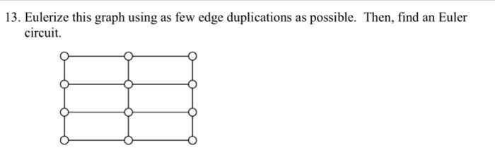 13 Eulerize This Graph Using As Few Edge Duplications As Possible Then Find An Euler Circuit 14 Eulerize This Grap 1
