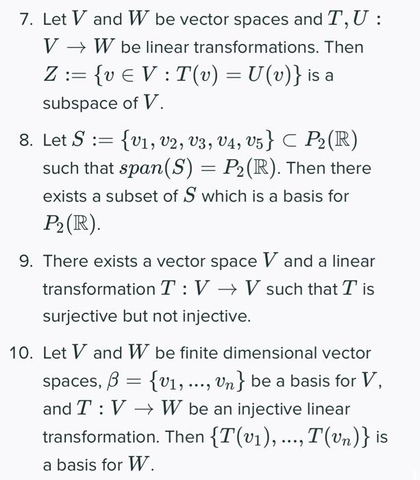 5 Let V And W Be Finite Dimensional Vector Spaces Let T Vw Be A Linear Transformation Transformation T Iv Then Th 2