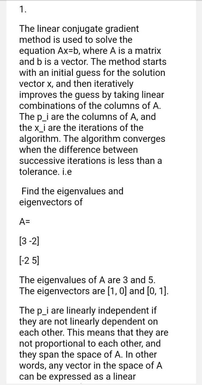 I Attached The Questions With Answers But Can You Give Me Each X I As A Linear Combination Of The P I With Matlab Code 2