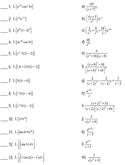 1 Le Cos 41 2 L 7 3 L E T 1 4 L Test Cos 4t 5 Leu 1 2 6 L 31 1 1 1 7 L U 1 4 8 L Ru 1 4 9 1