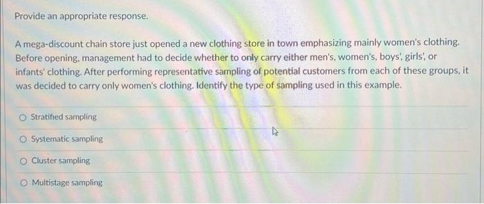 Provide An Appropriate Response A Mega Discount Chain Store Just Opened A New Clothing Store In Town Emphasizing Mainly 1