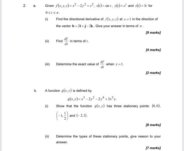 2 A B Given F X Y Z X 2y 2 X T Sint Y T E And Z T 3r For Osist I Ii Iii 0 Find The Directio 1