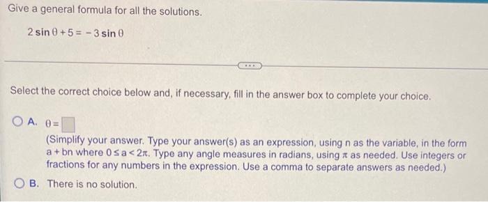 Find All Solutions Of The Equation 3 2 Cos X Select The Correct Choice Below And If Necessary Fill In The Answer 2