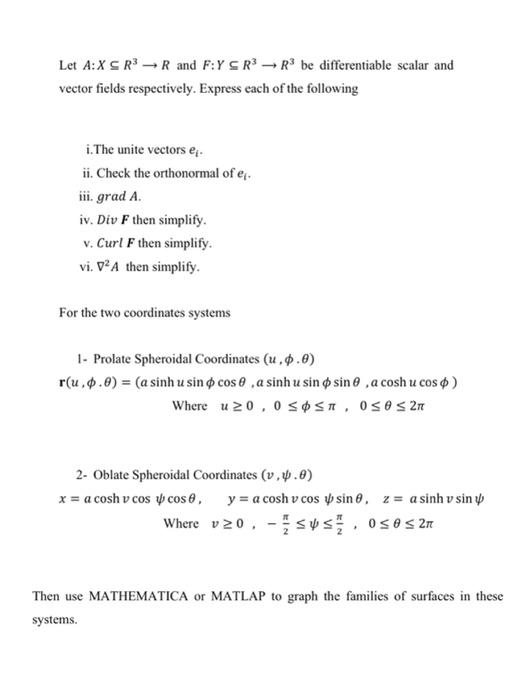 Let A X R R And F Yr R Be Differentiable Scalar And Vector Fields Respectively Express Each Of The Following I The 1