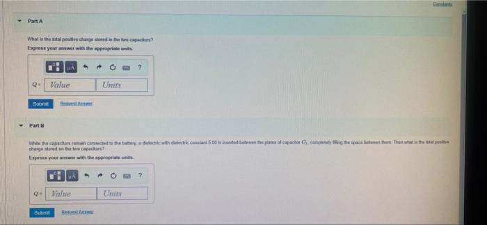 Part A Two Para Plate Capacitors With Capaces De Connected In Paralelo Bary Busage Of V 400 And 600 Ap What Is The Topi 4