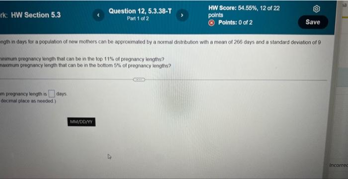 A What Is The Minimum Pregnancy Length That Can Be In The Top 11 Of Pregnancy Lengths B What Is The Maximum Pregna 2