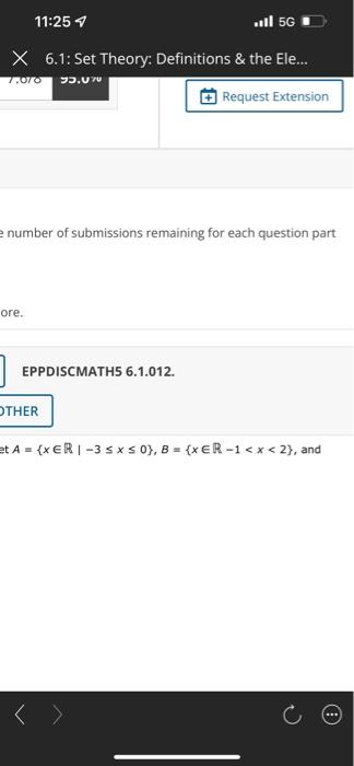 11 25 Il 5g X 6 1 Set Theory Definitions The Ele 7 070 93 0 E Number Of Submissions Remaining For Each Question P 1