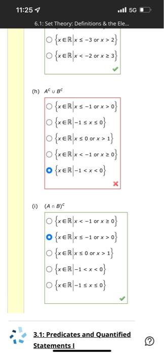 11 25 Il 5g X 6 1 Set Theory Definitions The Ele 7 070 93 0 E Number Of Submissions Remaining For Each Question P 3