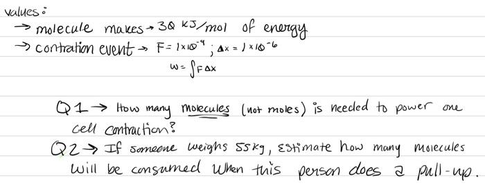 Values Molecule Makes 30 Kj Mol Of 30 Kj Mol Of Energy Contration Event F 1x1004 Ax 10 6 W Ffax W Ax Q7 1