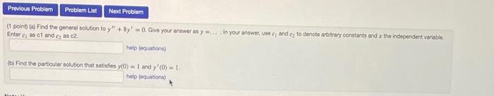 1 Point Find Y As A Function Of X If Y 0 0 Y 0 5 Y 0 15 Y X Preview My Answers Submit Answers You H 3