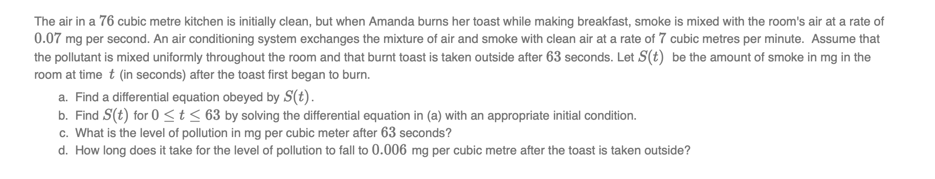 The Air In A 76 Cubic Metre Kitchen Is Initially Clean But When Amanda Burns Her Toast While Making Breakfast Smoke Is 1