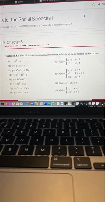 Exercise 5 5 1 Find Ell Relanive Maximun And Miningn Point X Y By The Method Af Thir Secrian A Y X3 X B X 2 3x X3 2