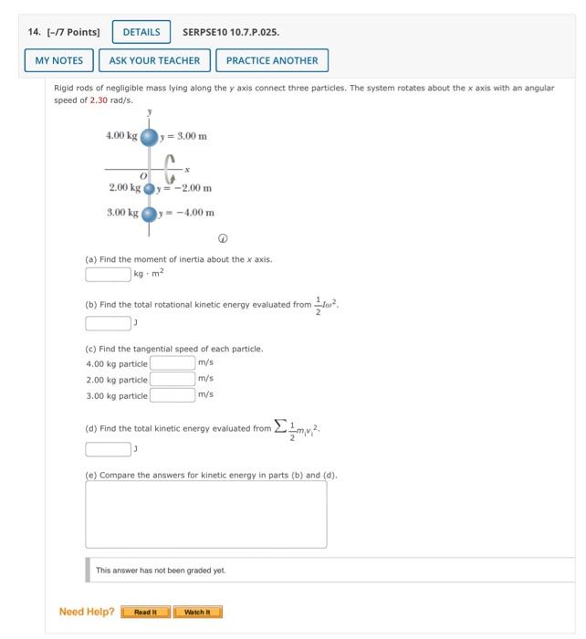 14 7 Points Details Serpse 10 10 7 P 025 My Notes Ask Your Teacher Practice Another Rigid Rods Of Negligible Mass 1