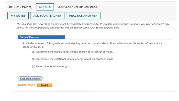 19 10 Points Details Serpse 10 10 9 Op 028 Mi Sa My Notes Ask Your Teacher Practice Another This Question Has Seve 1