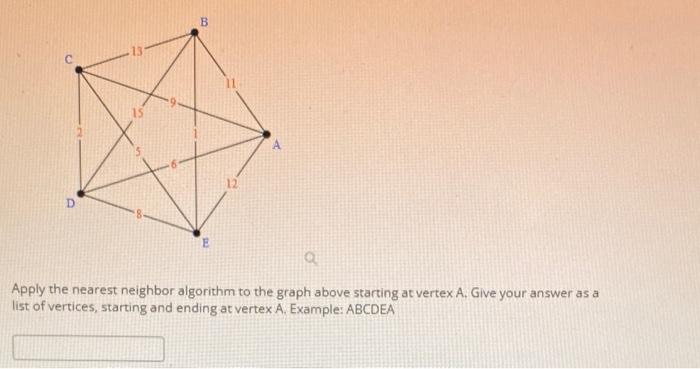 A Draw The Circuit Produced Using The Nearest Neighbor Algorithm Starting At The Vertex On The Far Right Draw By Clicki 3
