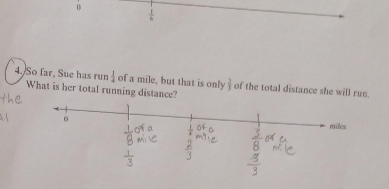 4 S So Far Sue Has Run Of A Mile But That Is Only Of The Total Distance She Will Run What Is Her Total Running Distan 1