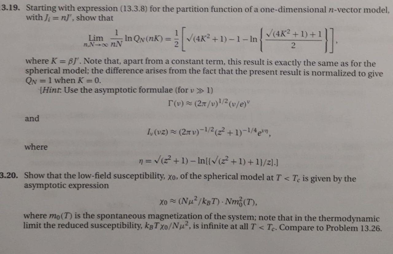 3 19 Starting With Expression 13 3 8 For The Partition Function Of A One Dimensional N Vector Model With Ji N Sho 1