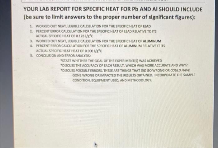 Lead Data To Accompany Specific Heat Of Lead And Aluminum And Lab Report Contents Observations Of The Lead Sample The L 4