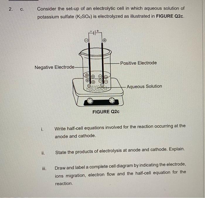 2 C Consider The Set Up Of An Electrolytic Cell In Which Aqueous Solution Of Potassium Sulfate K So4 Is Electrolyzed 1