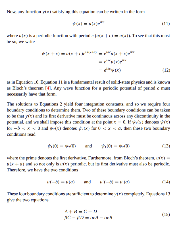 Lul V X B 0 A Figure 1 The Kronig Penney Potential It Is Usually Developed In A Way That Makes It Fairly Abstruse To 3
