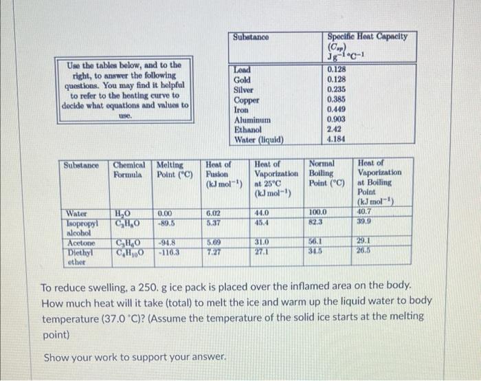 Use The Tables Below And To The Right To Answer The Following Questions You May Find It Helpful To Refer To The Heati 3