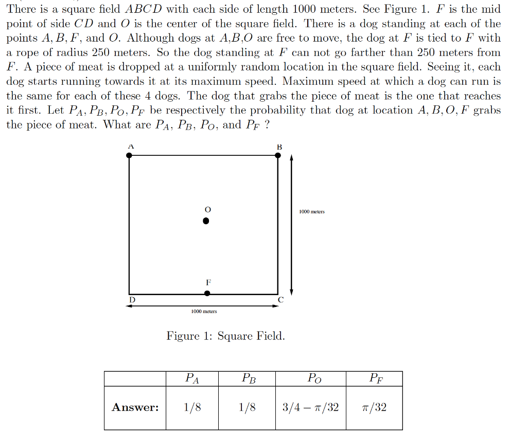 There Is A Square Field Abcd With Each Side Of Length 1000 Meters See Figure 1 F Is The Mid Point Of Side Cd And O Is 1