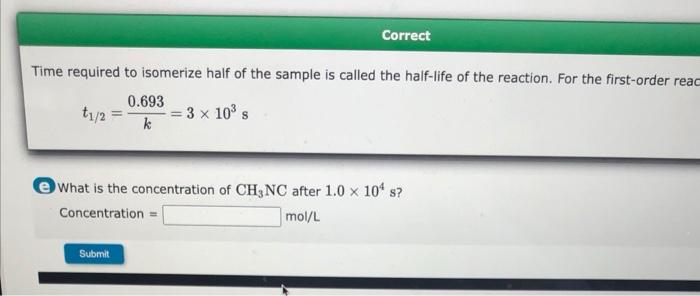 Isomerization Of Ch3nc Occurs Slowly When Ch3nc Is Heated Ch3nc G Ch3cn G To Study The Rate Of This Reaction At 48 4