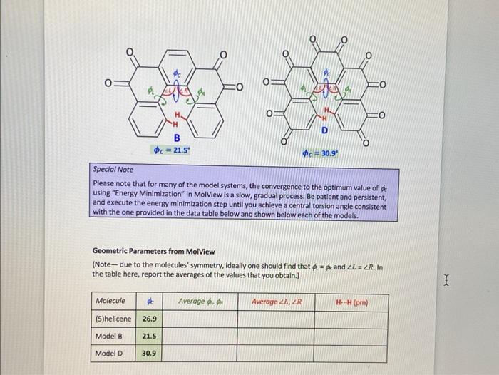 Part Ii Molecular Design 45 Points Total Find The Optimum Minimum Energy Geometry For 5 Helicene And Each Of The T 2