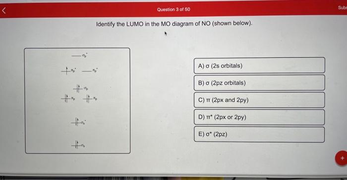 Identify The Lumo In The Mo Diagram Of No Shown Below 2