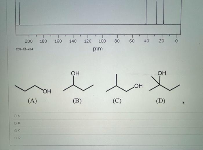 A B C D Given The Carbon Spectrum For The Product Of This Reaction What Is The Reactant 1