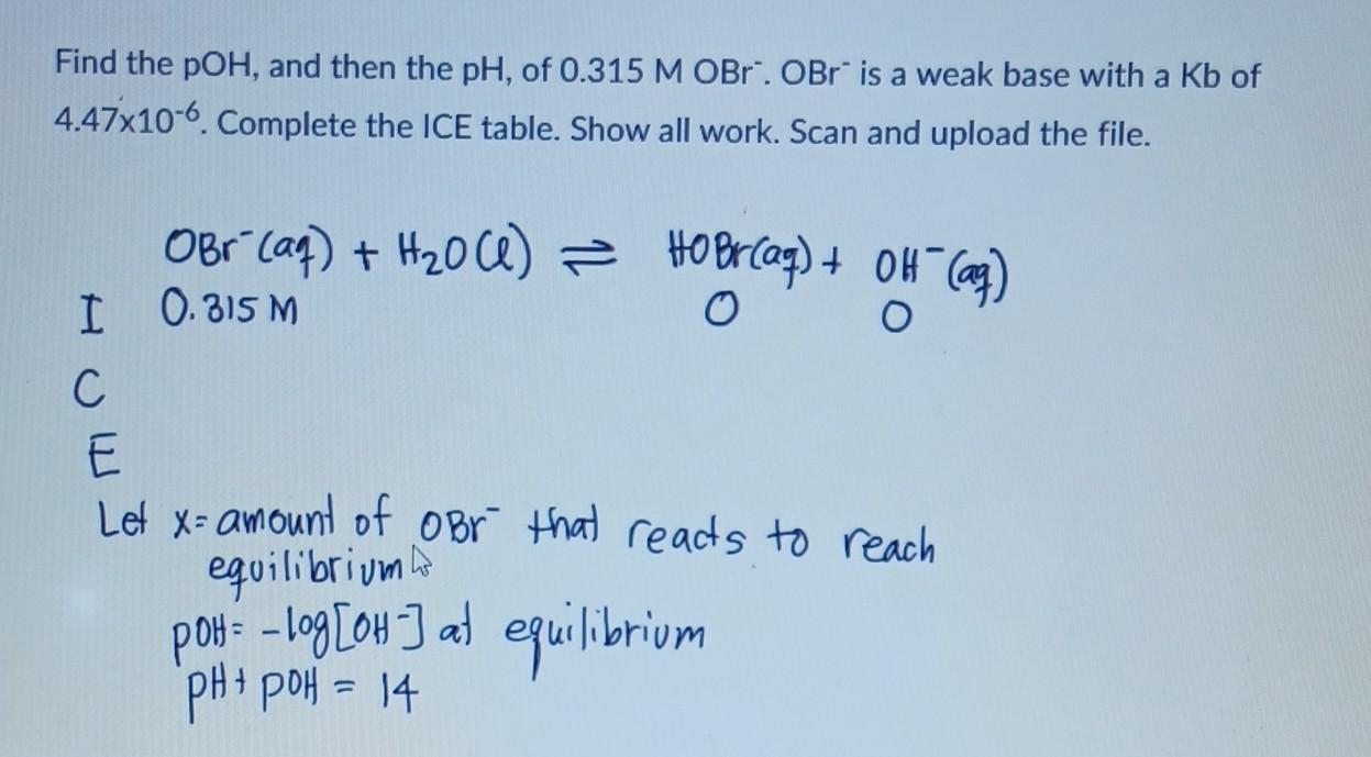 Find The Poh Then The Ph Of 0 315m Obr 1