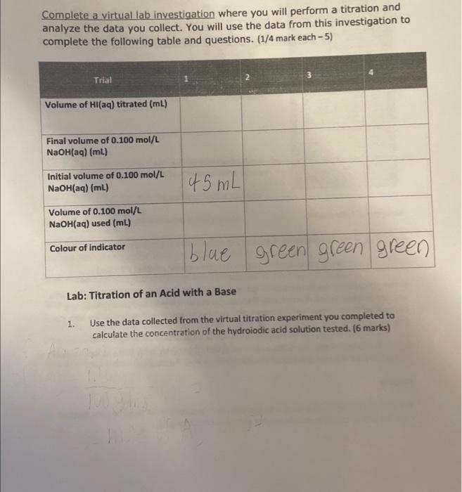 Materials The Following Materials Are Shown In The Photographs Of This Virtual Investigation 0 100 Mol L Naoh Aq D 7