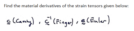 Find The Material Derivatives Of The Strain Tensors Given Below Caveny Finger Eular 1