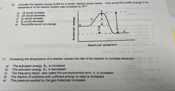 17 A B C D E 16 Consider The Reaction Energy Profile For A Certain Reaction Shown Below How Would This Profile C 1
