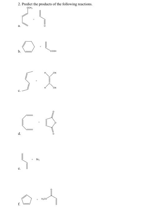2 Predict The Products Of The Following Reactions Och O L 5 X C D S E F Bry Cooh Od H Co 1