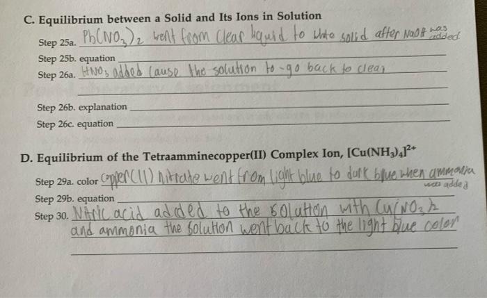 B Equilibrium Between Ions And Their Complexes Step Sa Color Colless Step 8b Equilibrium Equation Fe Na 401 Can 2