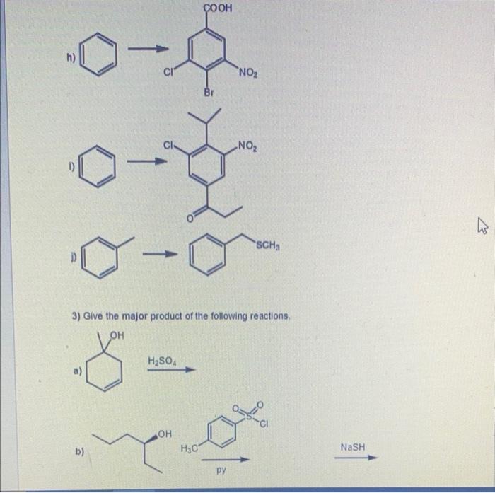 H Ci B Cl H So4 Oh Cooh H C Br 3 Give The Major Product Of The Following Reactions Oh 8 No Py No Sch Nash 1