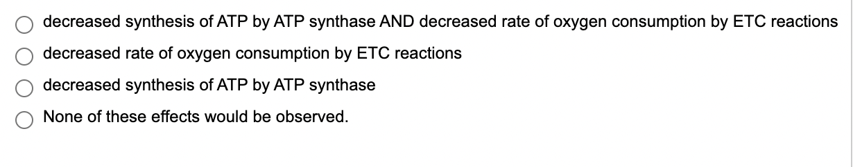 Decreased Synthesis Of Atp By Atp Synthase And Decreased Rate Of Oxygen Consumption By Etc Reactions Decreased Rate Of O 1