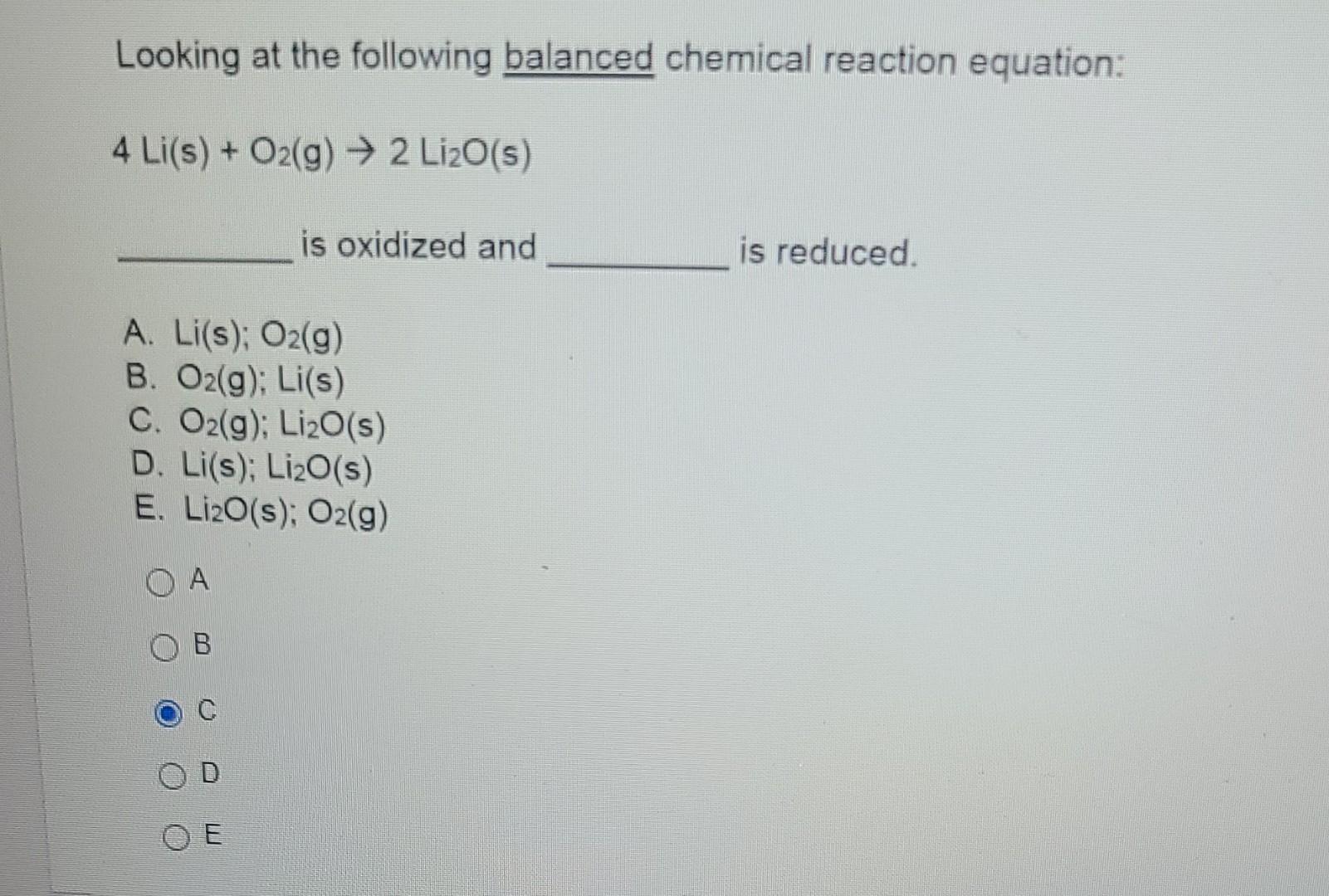 Based On The Following Chemical Reaction Equation Shown Below Identify The Oxidizing Agent And The Reducing Agent Use 4