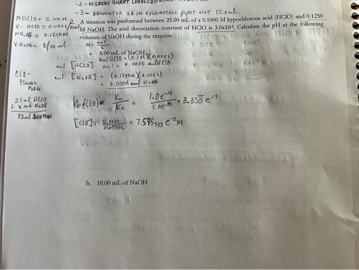 Misread Buret 3 Amunt Of Ua In Volumetrie Pipet Not 25 0ml Milc10 0 10d M A Titration Was Performed Between 25 00 1