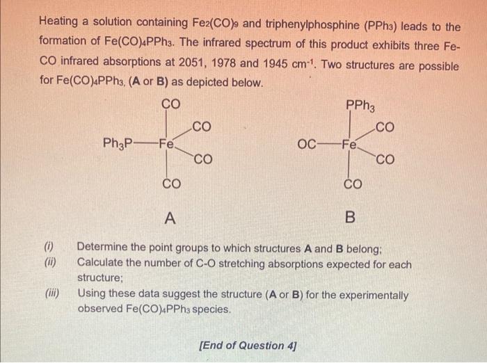 Heating A Solution Containing Fe2 Co 9 And Triphenylphosphine Pph3 Leads To The Formation Of Fe Co 4 Pph3 The Infra 1