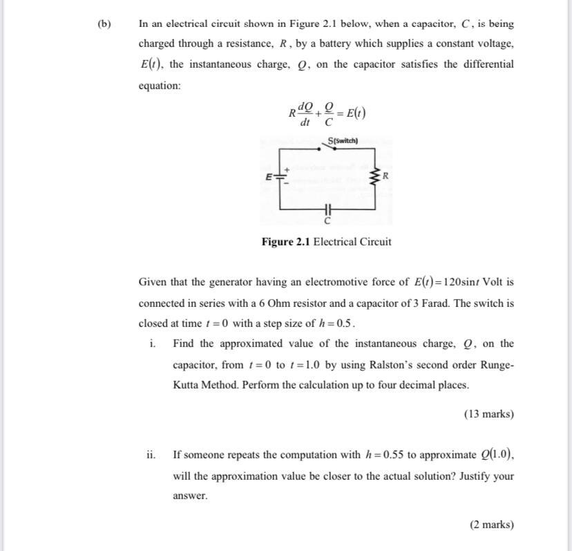 B In An Electrical Circuit Shown In Figure 2 1 Below When A Capacitor C Is Being Charged Through A Resistance R B 1