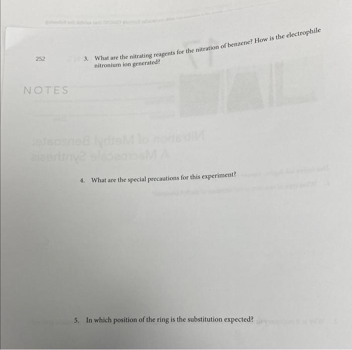 3 What Are The Nitrating Reagents For The Nitration Of Benzene How Is The Electrophile Nitronium Ion Generated 4 Wha 1