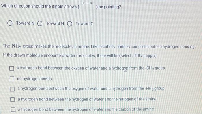 Consider The Structure Of Ch3nh I H Htc H Hin N H Identify Which Bonds Should Have Dipoles The N C Bond The N H Bonds 2