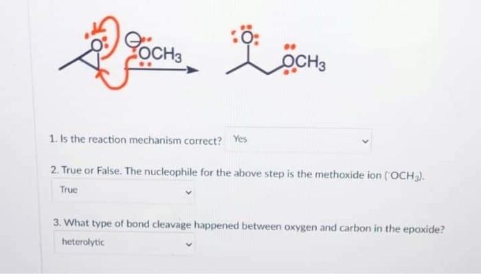 Dsch Och3 O Och3 1 Is The Reaction Mechanism Correct Yes 2 True Or False The Nucleophile For The Above Step Is The 1